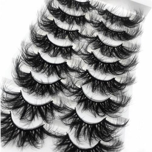 Cruelty Free eyelashes 25mm lashes fluffy messy 3D mink lashes wholesale 8 pairs natural Long Thick false eyelashes extension