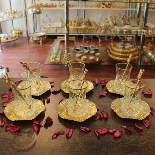 Tulip Home Accessories - Turkish Tea Set - Gold And Silver - For 6 Persons