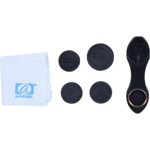 Apexel Universal Clip 5 In 1 Camera Lens Kit For Iphone Samsung Xiaomi Smartphones Lenses Fisheye Macro Wide Angle Telescope Len