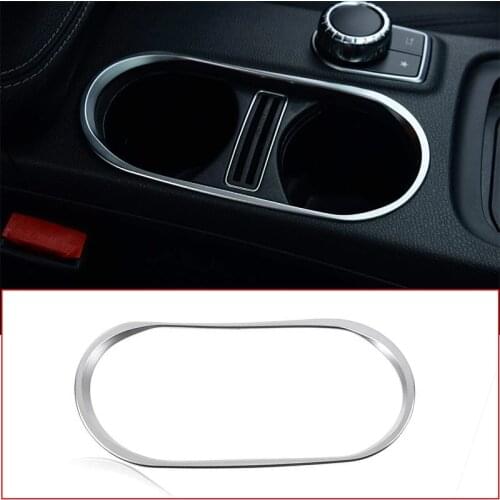 Car Chrome Cup Holder Cover Frame Trim Stickers NEW For Benz CLA 200 260 GLA Class Car Styling Accessories
