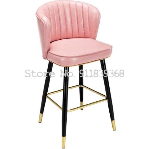 Bar Chair Modern Light Luxury Metal High Chair Front Desk Chair Bar Stool Restaurant Home Soft Shop Loft Creative Bar