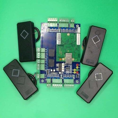 Free Shipping Wiegand Two Door Access Control Board Panel for TCP/IP Security System with 4 pcs Rfid 125Khz reader
