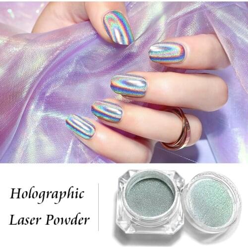 Holographic Laser Powder Rainbow Nail Art Chameleon Glitter Peacock Chrome Powder Pigment Manicure Nail Gel Polish Glitter Dust