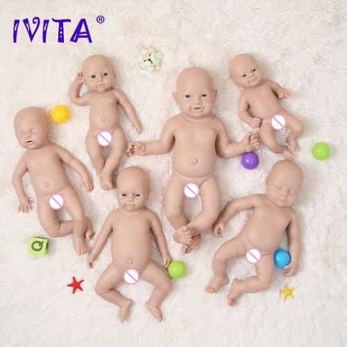 IVITA Hot Sale Silicone Reborn Baby Doll Unpainted Unfinished Soft Dolls Lifelike Newborn Baby DIY Blank Toys Kit for Children