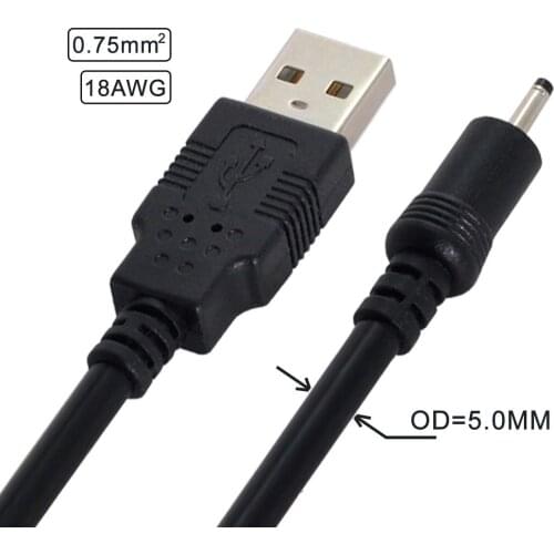 Jimier 18AWG 0.75mm*2 USB 2.0 A Type Male to DC 2.50mm 2.35mm 0.7mm Power Plug 5V Cable 100cm