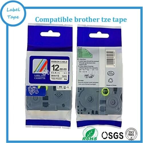 10pcs BLACK ON WHITE tape label cartridge for brother P-touch TZe-231 TZe 231 TZ-231 TZ 231 1/2" (12mm)