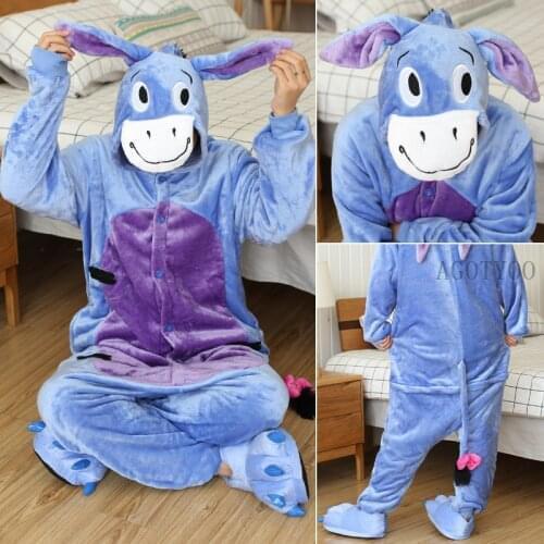Unicorn Donkey Onesies Winter Stitch Panda Onesies Women Nightwear Anime Cosplay Costumes Adults Flannel Sleepwear Pajamas