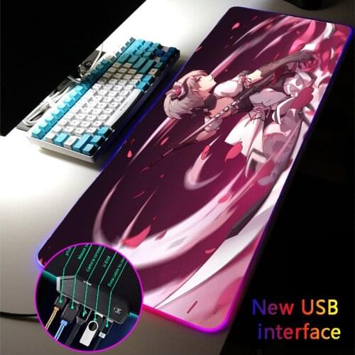Honkai Impact 40*90CM RGB Mouse Pad Typec Interface Four USB Docking USB HUB Carpets Rugs Multi-interface Large DeskMat MousePad