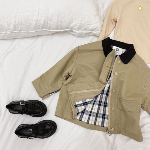 Outerwear Coat Jackets Zipper Turn Down Collar Casual Solid Comfortable New Fashion Spring Autumn Unisex Clothes for Children