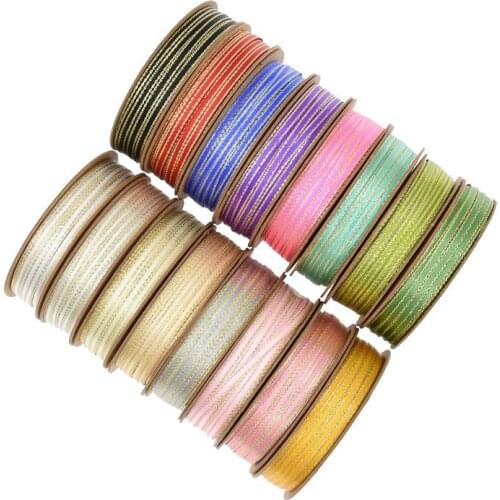 20meters Gold Edged Nylon Double-sided Ribbon for diy Flower Gift Wrapping Ribbons Children Braids Strapping Headwear Material