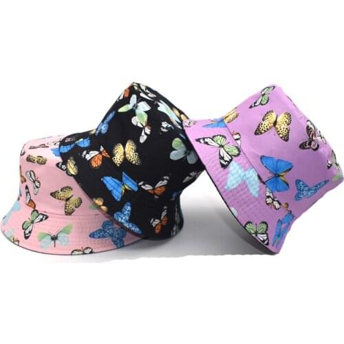 Summer Fisherman Hat Double-Sided Wear Cartoon Bucket Hat Men Hip-Hop Bucket Hat Retro Printing Fishing Hat M113