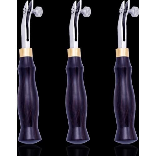 MIUSIE 1Pcs Adjustable Stainless Steel Edge Creaser Sidelines Ebony Handle Sewing Handmade Leathercraft Tools