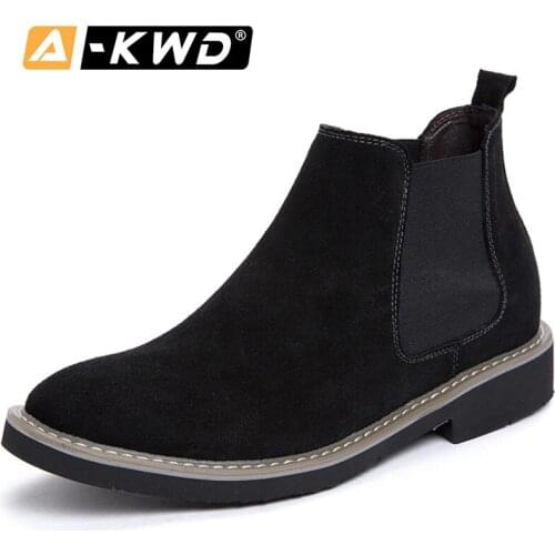 Fashion Black Grey Casual Footwear Men Winter Boots is Ayakkabisi Hidden Increase Man Boots Keep Warm Slip-on Shoes Men Boots 37