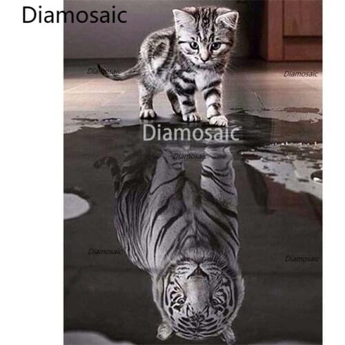 Diamosaic Diamond Painting Set Art Animal Embroidery Kit Full Round Square Drill Cat Tiger 5D DIY Picture Diamante Cross Stitch