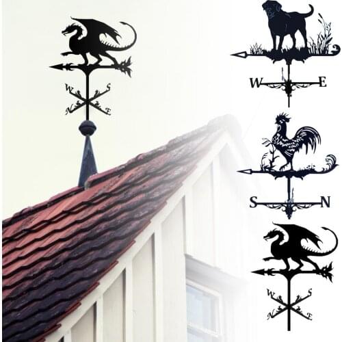 New Roof Vane Flying Dragon Dog Man Dog Metal Weather Vane For Farm Iron Farmhouse Weather Vane Wind Direction Outdoor Garden