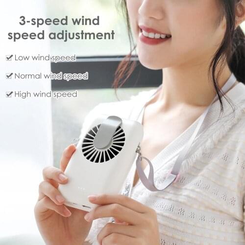 Portable Mini Hanging Waist Neck USB Charging Power Bank Desktop Cooling Fan unique outlet, and it supports 3-gear adjustment