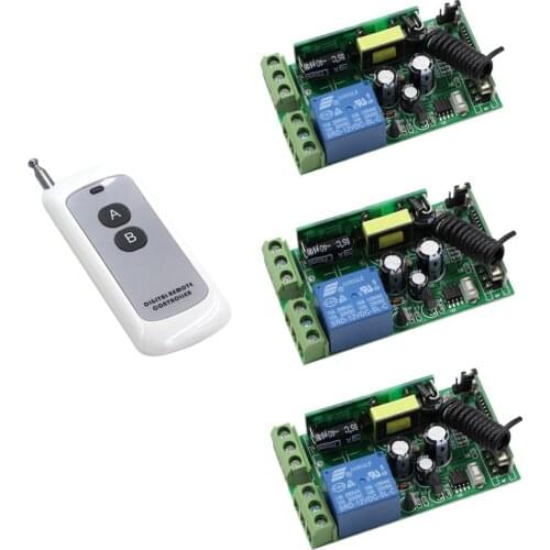 Learning CodeAC85V 220V 250V 1CH 10A RF Radio Remote Control Switch3* Receivers & Transmitter for Garage Doors or Electric Doors