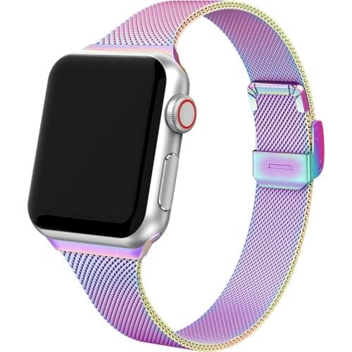 Silm strap For Apple Watch band 40mm 44mm iWatch Band 38mm 42mm Accessories Meatl Milanese bracelet Apple watch serie 3 4 5 6 se