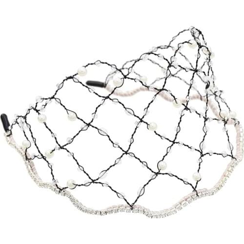 Luxury Baroque Pearl Crowns Head Buckle Crystal Mesh Women Bridal Head Jewelry Headband Headpiece Tiaras Crowns Jewellry