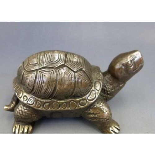 162SHUN Chinese Copper Brass Carved Animal tortoise sea Turtle Statue