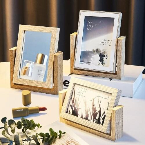 Nordic Simple Wooden Mirror Pgoto Frame Picture Frames Living Room Bedroom Home Decor Modern 6 Inch 7 Inch Art Picture Frames