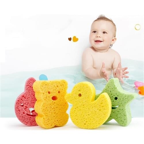 Unique Duck Shape Baby Bath Sponge Brushes Infant Shower Cartoon Scrub Body Bath Brushes Spa Sponge Cleaning Soft For Baby