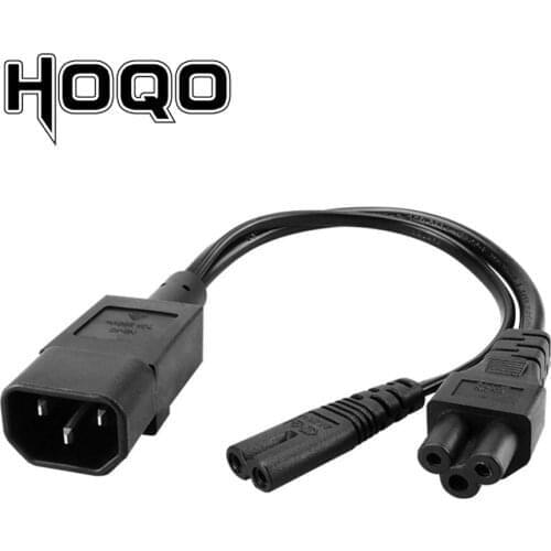 Y Type Splitter Power Cord ,IEC320 C14 Plug 3-Prong Male Power Cable Cord AC Power Adapter to C7 +C5 Female