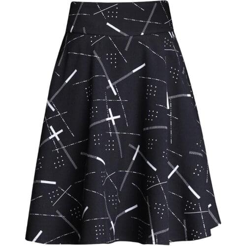 Summer Thin Printed Pleated Half-length Skirt 2021 Women Korean Elegant High Waist Mid-length A-line Skirts Streetwear Female