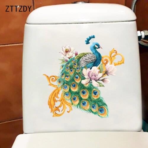 ZTTZDY 22.6CM×23.1CM Color Ink Painting Peacock Wall Stickers Mural Classical Home Bathroom Toilet Decor T2-0938