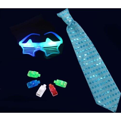10pack Adult Men Boy Girls LED Glowing Light Up Bar KTV Luminous Toy Glasses Tie Finger Light Birthday Party Favors