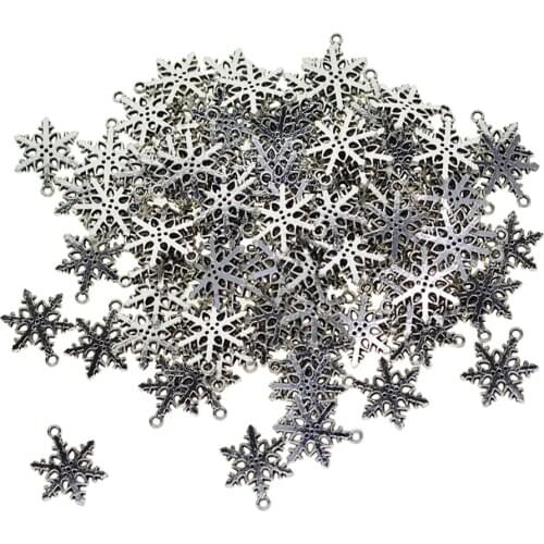 100Snowflake Decor Christmas DIY Craft Jewelry Bracelet Gift Decor 1.9x1.4cm