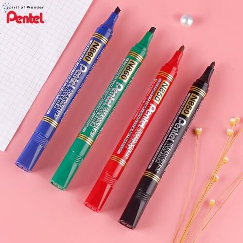4 Japanese Pentel N850/N860 Round/Flat Fluorescent Markers Are Non-Fading Waterproof Quick-Drying And Writing Smoothly