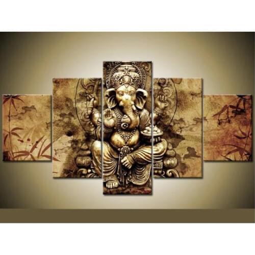5pcs Diy 5D Full Diamond Embroidery Elephant Trunk God Full Square Diamond Painting Cross Stitch Mosaic Home Decoration