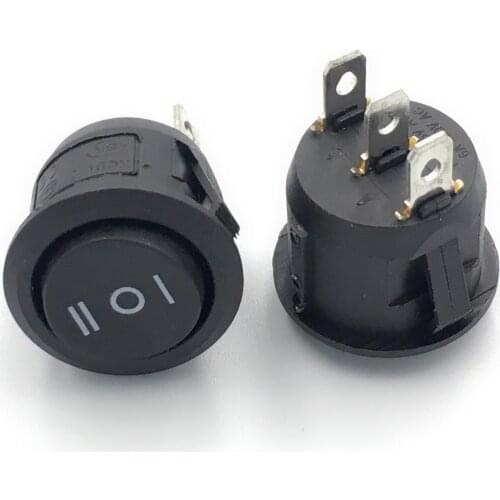 5PCS KCD1 Round Black 3 Pin SPST 3 Position ON-OFF-ON 2 Position ON-OFF Rocker Boat Switch 6A 220V 10A 125V
