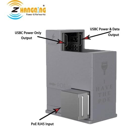 Active input POE+ USBC Deliver Power& Data Two USBC Function Adapter for Conference Tablet Surface Go, IPAD Pro, Type-C device