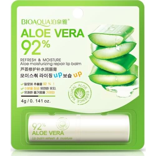 BIOAQUA Aloe Vera Moisturizing Long Lasting Nourishing Lip Balm Lipstick Transparent Makeup Beauty Lighten Fine Lines Lips Cream