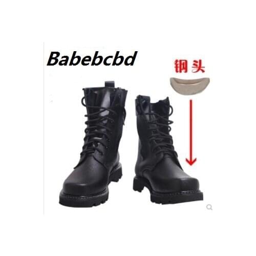 2018 Mens Military combat boots high top steel mens winter woollen warm and waterproof tactical boots desert