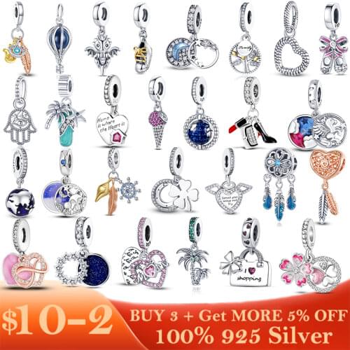 HOT SALE 925 Sterling Silver Sparkling Family Tree Dangle Charm Beads Fit Original Pandora Bracelet Pendant Necklace Jewelry