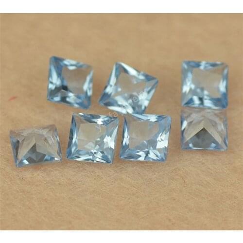 Factory Price 2x2~12x12mm 107# Light Sea Blue Synthetic Spinel Gems Square Shape Princess Cut Loose Stone For Jewelry