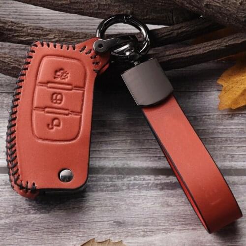 Genuine leather key case for Ford wingbo sleeve Fox Touareg Touareg Ranger car key case