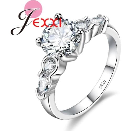 Zirconia Wedding Rings Female Rings Silver Color 925 Sterling Classic Jewelry Gift Bridal Engagement Wedding Ring
