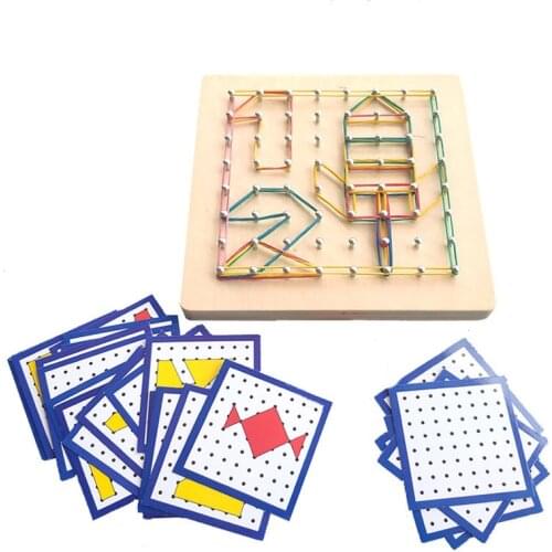 Montessori Geometric Creative Nail Board Childrens Graphic Early Education Toys Mathematics Learning Wooden Board
