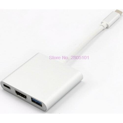 Dhl or fedex 20pcs USB Type C To HDMI USB 3.0 Charging Adapter Converter USB-C 3.1 Hub for Mac Pixel Huawei Samsung