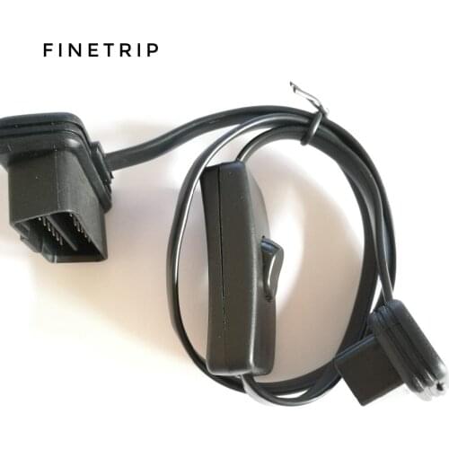 100pcs Right Angle Diagnostic Interface 60CM 16pin OBD 2 Male to Female Extension Cable with Power Switch Diagnostic Tool