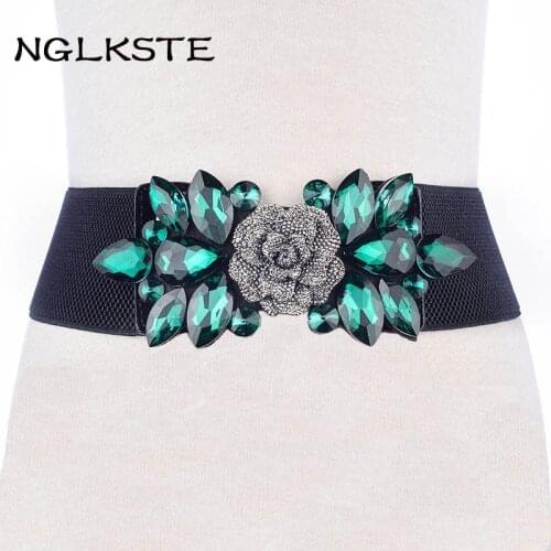 European style sexy woman Cummerbun artificial diamond rose high quality decorative girdle dress collocation girls belt LBQ098