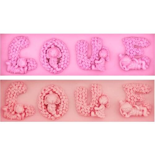 M0572 Valentine 's Day LOVE Silicone Mold Letters Fondant Cake Decorating Tools rabbit Sugar Paste Chocolate Candy Molds