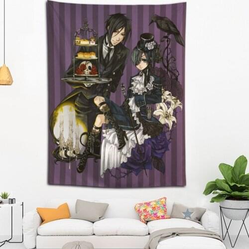 Custom Black Butler Tapestry wall hanging tapestry home decoration rectangle bedroom wall art tapestry 140X250cm