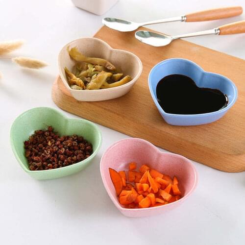 Hot Sale Wheat Straw Heart Vinegar Seasoning Dish Solid Pink Beige Green Soybean Sauce Salt Snack Small Plate 7.8*6.3 cm 1 PC