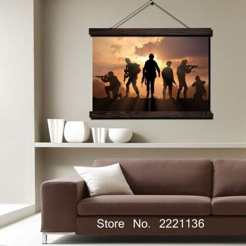 Sunset Soldiers HD Print Scroll Paintings Wall Art Printed Hanging Framed Canvas Painting Modern Home Decoration