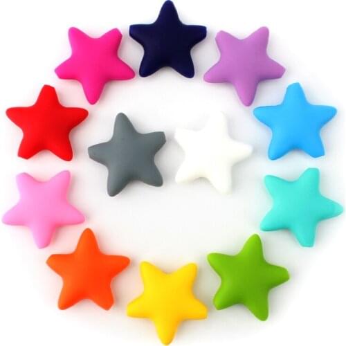 KEEP&GROW 50Pcs Star Silicone Beads Food Grade Baby Teethers Chewable Baby Teething Beads DIY Jewelry Bracelet Necklace Toy